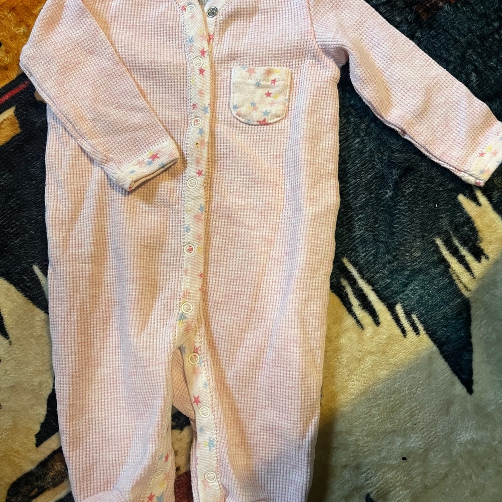 Pink Star-Patterned Kids One Piece